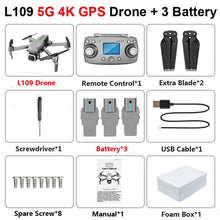 Load image into Gallery viewer, L109 Drone GPS 4K HD Camera 5G WIFI FPV Brushless Motor Foldable Selfie Drones Professional 1000m Long Distance RC Quadcopter