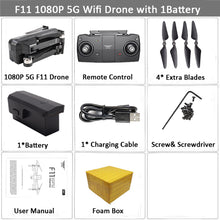 Load image into Gallery viewer, SJRC F11 GPS Drone Selfie RC with 1080P 2K HD Camera WiFi FPV 25mins Flight Time Brushless Quadcopter Foldable Arm Dron Vs CG033