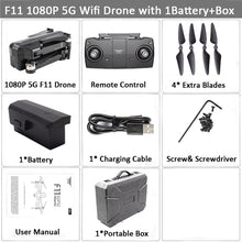 Load image into Gallery viewer, SJRC F11 GPS Drone Selfie RC with 1080P 2K HD Camera WiFi FPV 25mins Flight Time Brushless Quadcopter Foldable Arm Dron Vs CG033