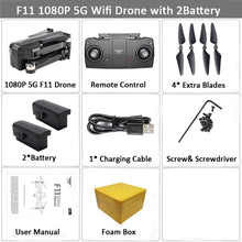 Load image into Gallery viewer, SJRC F11 GPS Drone Selfie RC with 1080P 2K HD Camera WiFi FPV 25mins Flight Time Brushless Quadcopter Foldable Arm Dron Vs CG033