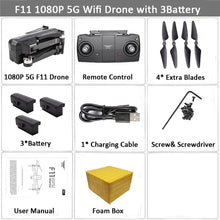 Load image into Gallery viewer, SJRC F11 GPS Drone Selfie RC with 1080P 2K HD Camera WiFi FPV 25mins Flight Time Brushless Quadcopter Foldable Arm Dron Vs CG033