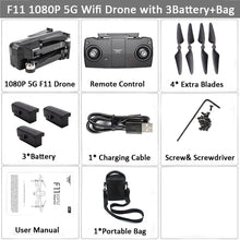 Load image into Gallery viewer, SJRC F11 GPS Drone Selfie RC with 1080P 2K HD Camera WiFi FPV 25mins Flight Time Brushless Quadcopter Foldable Arm Dron Vs CG033