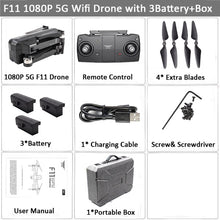 Load image into Gallery viewer, SJRC F11 GPS Drone Selfie RC with 1080P 2K HD Camera WiFi FPV 25mins Flight Time Brushless Quadcopter Foldable Arm Dron Vs CG033
