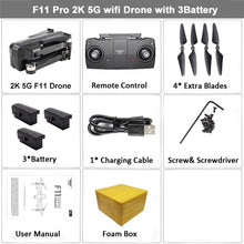 Load image into Gallery viewer, SJRC F11 GPS Drone Selfie RC with 1080P 2K HD Camera WiFi FPV 25mins Flight Time Brushless Quadcopter Foldable Arm Dron Vs CG033