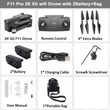 Load image into Gallery viewer, SJRC F11 GPS Drone Selfie RC with 1080P 2K HD Camera WiFi FPV 25mins Flight Time Brushless Quadcopter Foldable Arm Dron Vs CG033