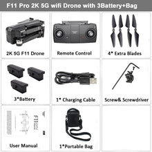 Load image into Gallery viewer, SJRC F11 GPS Drone Selfie RC with 1080P 2K HD Camera WiFi FPV 25mins Flight Time Brushless Quadcopter Foldable Arm Dron Vs CG033