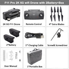 Load image into Gallery viewer, SJRC F11 GPS Drone Selfie RC with 1080P 2K HD Camera WiFi FPV 25mins Flight Time Brushless Quadcopter Foldable Arm Dron Vs CG033