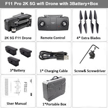 Load image into Gallery viewer, SJRC F11 GPS Drone Selfie RC with 1080P 2K HD Camera WiFi FPV 25mins Flight Time Brushless Quadcopter Foldable Arm Dron Vs CG033