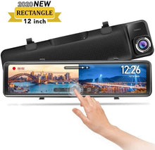 Load image into Gallery viewer, 12 inch Touch Screen Rearview Mirror Streaming Video Dual Camera Dash cam 1080P Car DVR