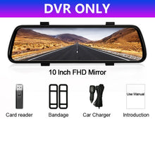 Load image into Gallery viewer, 10 inches Touch Screen 1080P Car DVR stream media Dash camera Dual Lens Video Recorder Rearview mirror 1080p Rear camera BYLITU