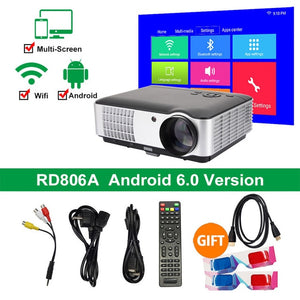 Rigal Projector RD806A LED Projector Android 6.0 WIFI 5000Lumen Beamer 3D 720P Portable Home Theatre HD Projector RD806 RD-806