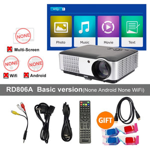 Rigal Projector RD806A LED Projector Android 6.0 WIFI 5000Lumen Beamer 3D 720P Portable Home Theatre HD Projector RD806 RD-806