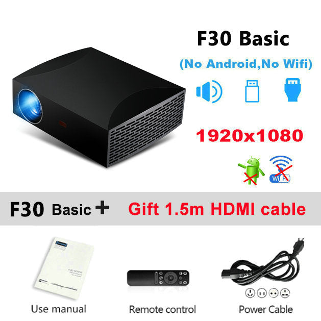 Vivicine F30 1920X1080 Full HD Projector, HDMI USB PC 1080p LED Home Multimedia Video Game Projector Proyector