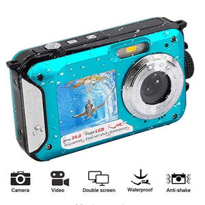 2.7inch TFT Digital Camera Waterproof 24MP MAX 1080P Double Screen 16x Digital Zoom Camcorder HD268 Underwater Camera