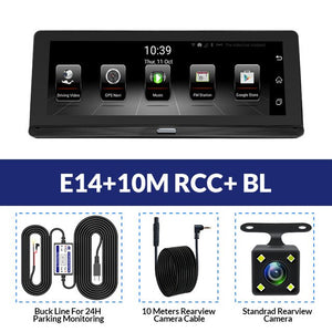 E-ACE Car DVR Camera 8 Inch Video Recorder 4G Android Full HD 1080P GPS Navigator ADAS Dash Cam Auto Registrar Dual Lens DVRs