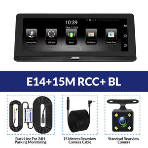 E-ACE Car DVR Camera 8 Inch Video Recorder 4G Android Full HD 1080P GPS Navigator ADAS Dash Cam Auto Registrar Dual Lens DVRs