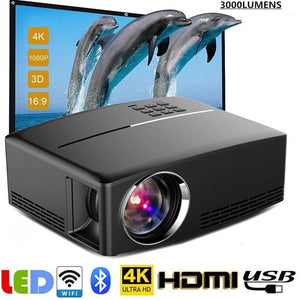 4K HD 1080P Wifi Wireless Projector LED Android 6.0 Bluetooth HDMI Home Theater HJ55