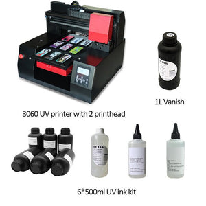 Colorsun 12 color Automatic A3+ 33*60 flatbed UV Printer with varnish Phone case UV printer Metal acrylic uv printer 2 printhead