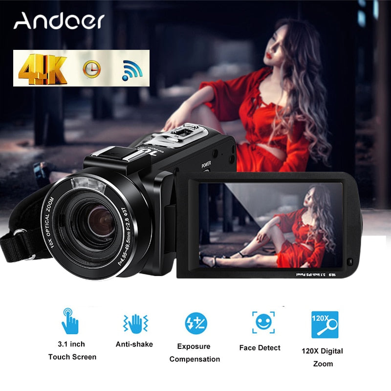 Ordro UHD 4k WIFI 24MP Digital Video Camera With 3.1'' Touch Display Wifi Digital Video Camcorder Professional Photography Cam