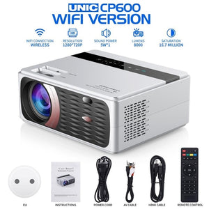 UNIC CP600 55W Full HD 1080P Projector 8000 Lumens 200 ANSI for Cinema Proyector Beamer for Android WiFi hdmi VGA AV USB port