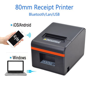 80mm Thermal Printers POS Receipt Printer With auto Cutter Bluetooth USB Ethernet Port For Kitchen Restaurant Store