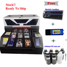 Load image into Gallery viewer, UV printer a3  digital uv led rotary Printer a3 with free 3500ml UV ink  bottle  phone case t shirt printing machine a3
