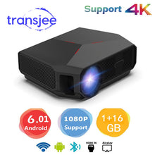 Load image into Gallery viewer, TRANSJEE HD Projector for Phone support 4K 4600 Lumens Projector WIFI Android 6.01 LED Home Cinema 3D Video Beamer проектор
