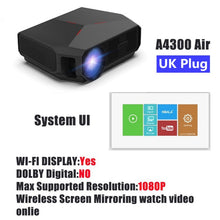 Load image into Gallery viewer, TRANSJEE HD Projector for Phone support 4K 4600 Lumens Projector WIFI Android 6.01 LED Home Cinema 3D Video Beamer проектор
