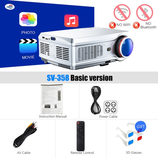 POWERFUL Full HD Projector 1920*1080P LED proyector Android 7.1(2G+16G) with Wifi Bluetooth AC3 support 4K Home Cinema Beamer