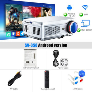 POWERFUL Full HD Projector 1920*1080P LED proyector Android 7.1(2G+16G) with Wifi Bluetooth AC3 support 4K Home Cinema Beamer