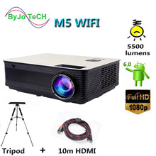 Load image into Gallery viewer, Poner Saund M5 WIFI LCD Projector 5500 Lumen Full HD Android 6.0 Double HIFI speakers Add 10m HDMI Tripod 3D Proyector M5W
