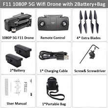 Load image into Gallery viewer, SJRC F11 GPS Drone Selfie RC with 1080P 2K HD Camera WiFi FPV 25mins Flight Time Brushless Quadcopter Foldable Arm Dron Vs CG033
