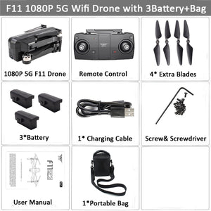 SJRC F11 GPS Drone Selfie RC with 1080P 2K HD Camera WiFi FPV 25mins Flight Time Brushless Quadcopter Foldable Arm Dron Vs CG033