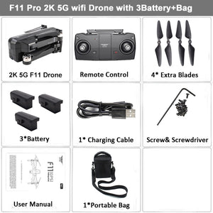 SJRC F11 GPS Drone Selfie RC with 1080P 2K HD Camera WiFi FPV 25mins Flight Time Brushless Quadcopter Foldable Arm Dron Vs CG033