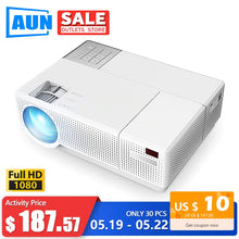 Load image into Gallery viewer, AUN Full HD Projector D70, 1920x1080P LED Projector. 6800 Lumens, HIFI double speaker, Portable 3D video Beamer, Home Cinema
