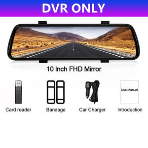 10 inches Touch Screen 1080P Car DVR stream media Dash camera Dual Lens Video Recorder Rearview mirror 1080p Rear camera BYLITU